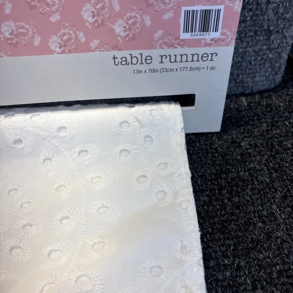 Lot of 2~Table Runners~White Eyelet 13'x70